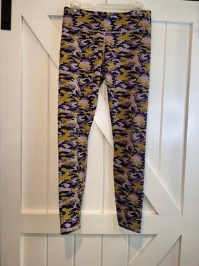 Fabletics Purple, Olive & Black Camo High-Rise Leggings